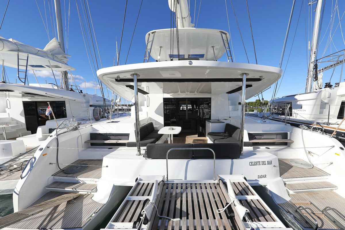 Exterior view of Celeste Del Mar, a Lagoon 50 catamaran at Općina Sukošan, Croatia