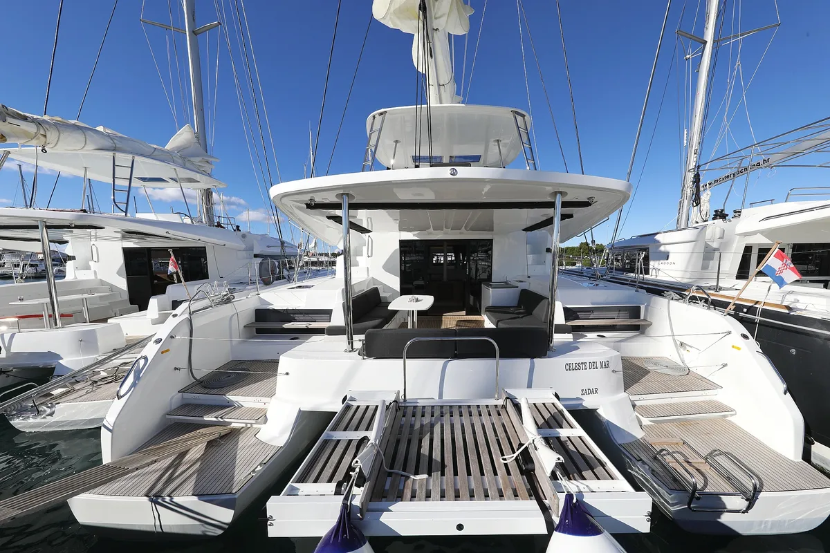 Exterior view of Celeste Del Mar, a Lagoon 50 catamaran at Općina Sukošan, Croatia