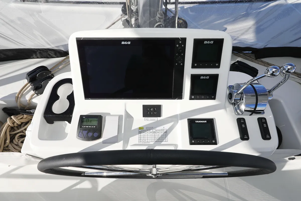 Cockpit of Celeste Del Mar, a Lagoon 50 catamaran at Općina Sukošan, Croatia