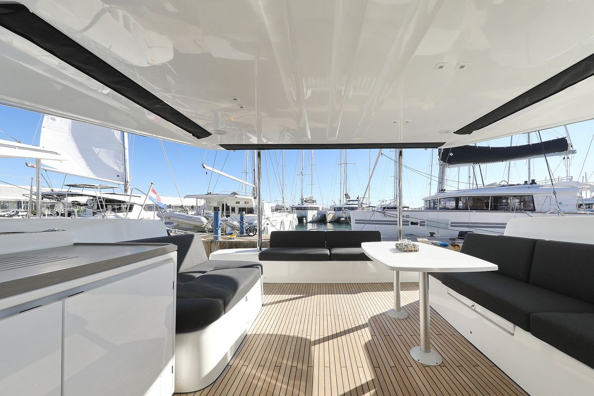 Deck of Celeste Del Mar, a Lagoon 50 catamaran at Općina Sukošan, Croatia