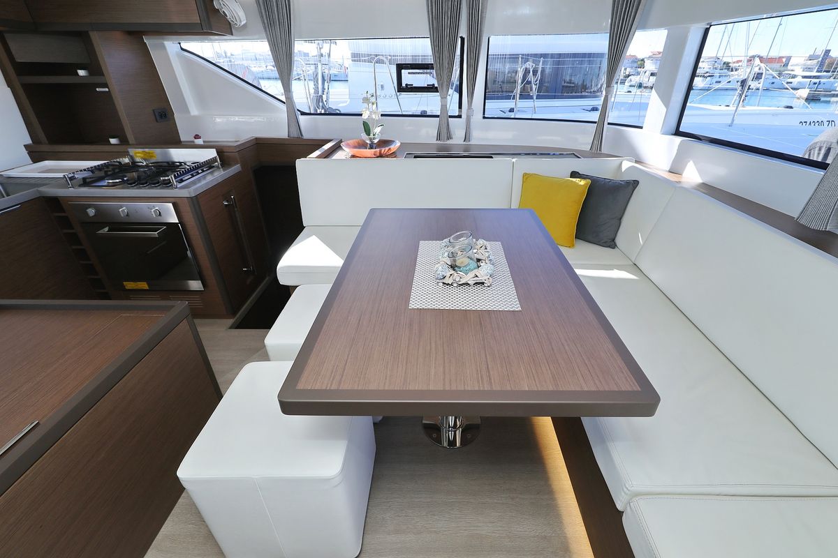 Salon of Celeste Del Mar, a Lagoon 50 catamaran at Općina Sukošan, Croatia