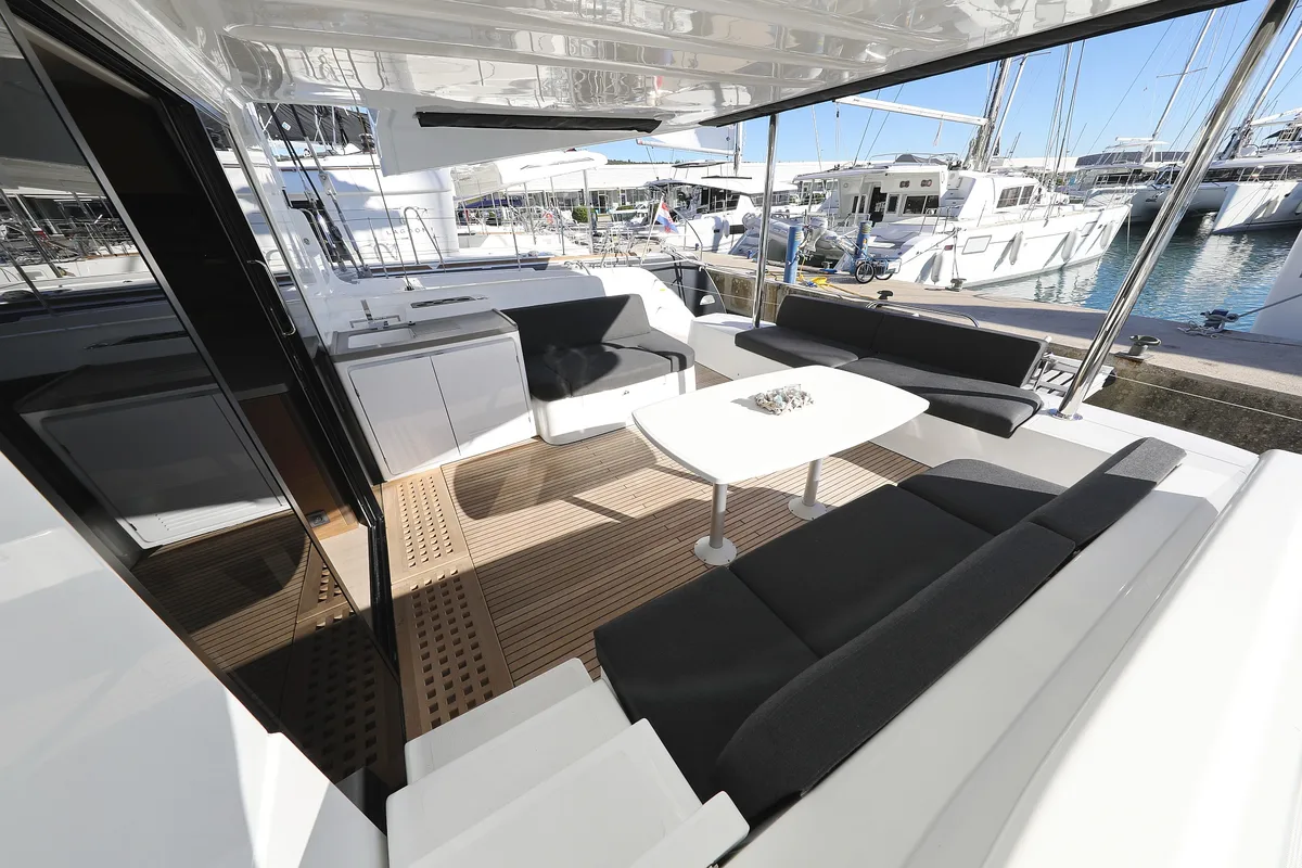 Deck of Celeste Del Mar, a Lagoon 50 catamaran at Općina Sukošan, Croatia