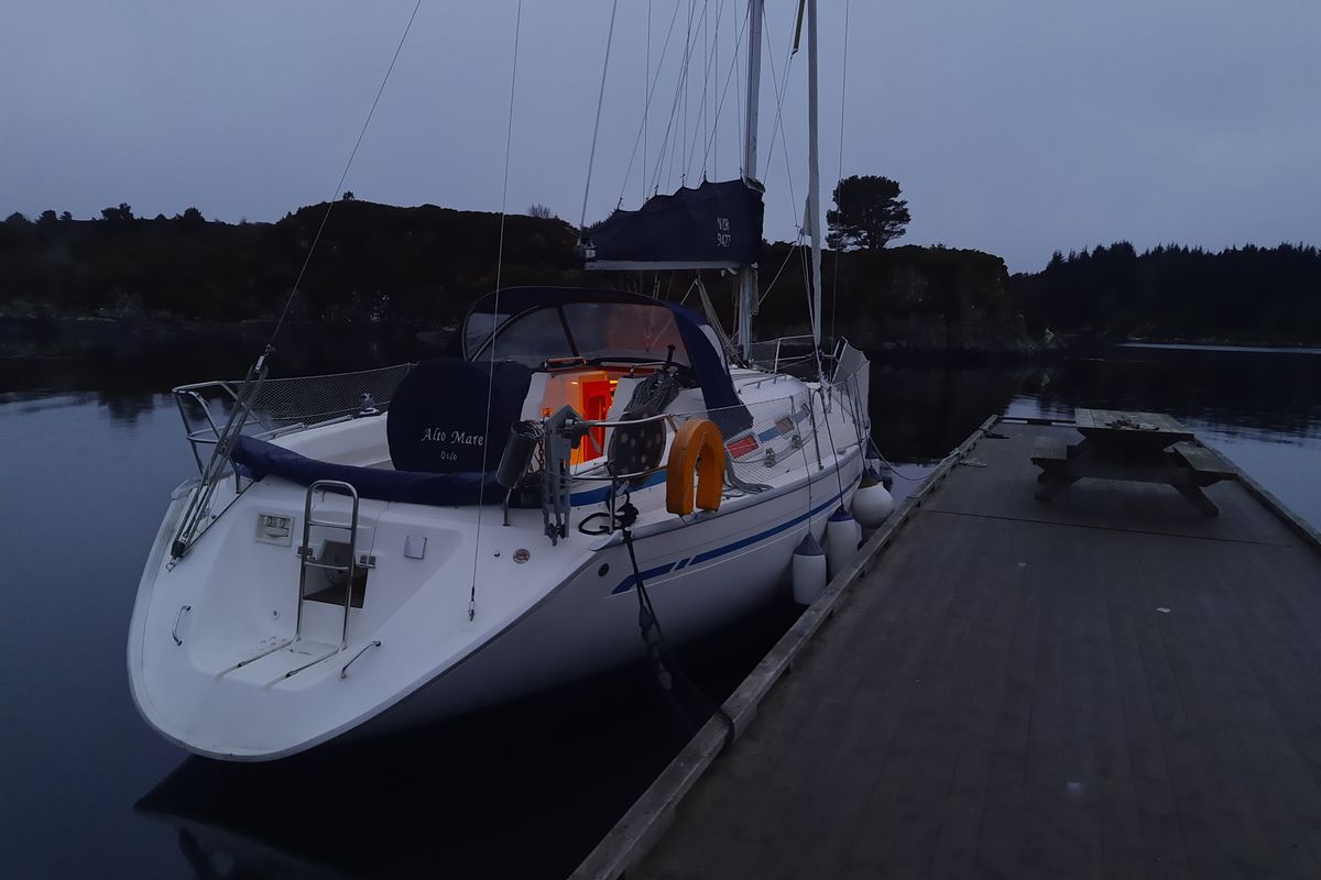 Exterior view of Alto Mare, a Bavaria 36 Cruiser sailboat at Bergen, Norway