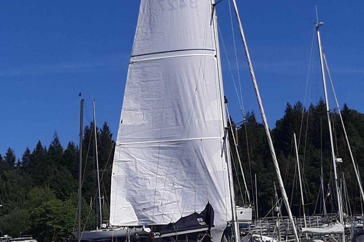 Exterior view of Alto Mare, a Bavaria 36 Cruiser sailboat at Bergen, Norway