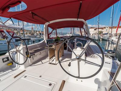 Cockpit of SPARKLING, a Beneteau Oceanis 41.1 sailboat at Split, Croatia