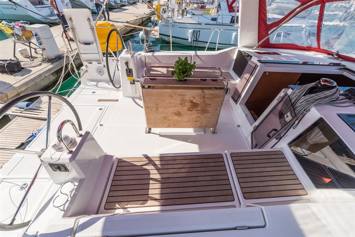 Deck of SPARKLING, a Beneteau Oceanis 41.1 sailboat at Split, Croatia