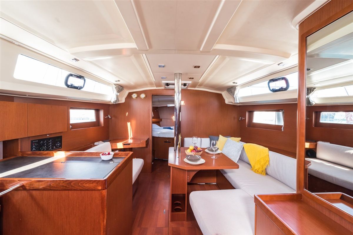 Salon of SPARKLING, a Beneteau Oceanis 41.1 sailboat at Split, Croatia