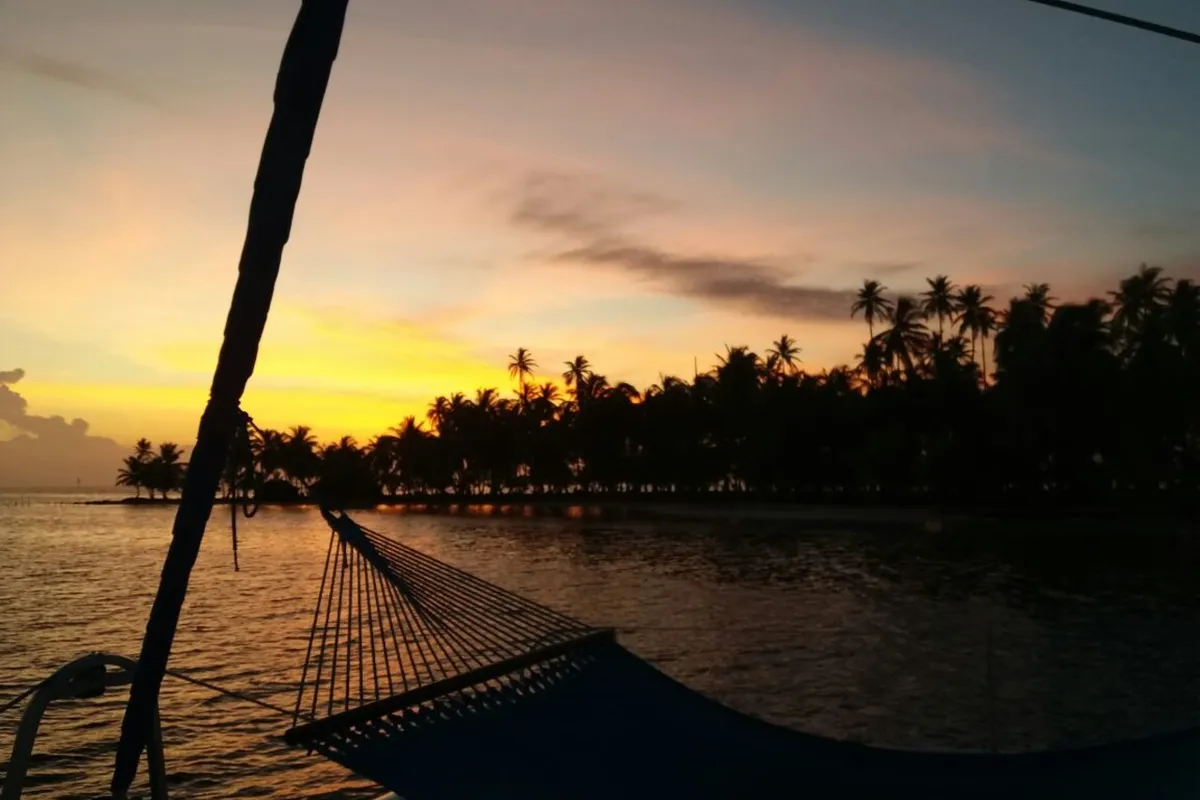 Deck of Zenith, a Fountaine Pajot Salina 48 catamaran at San Blas, Corazon de Jesus, Panama