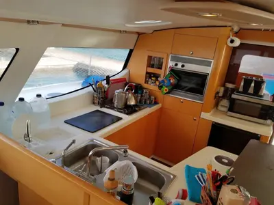Galley of Zenith, a Fountaine Pajot Salina 48 catamaran at San Blas, Corazon de Jesus, Panama