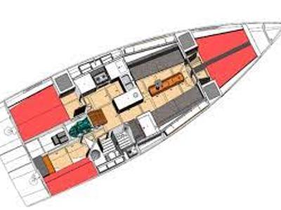Floor plan of Neree, a RM Yachts RM 1270 sailboat at Marseille, France
