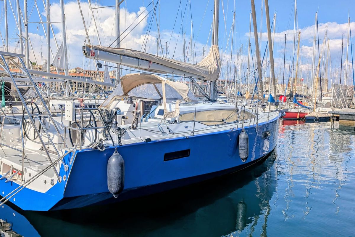 Exterior view of Neree, a RM Yachts RM 1270 sailboat at Marseille, France