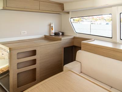 Galley of Golden Bride, a Lagoon 42 catamaran at Eden Island Marina, Seychelles