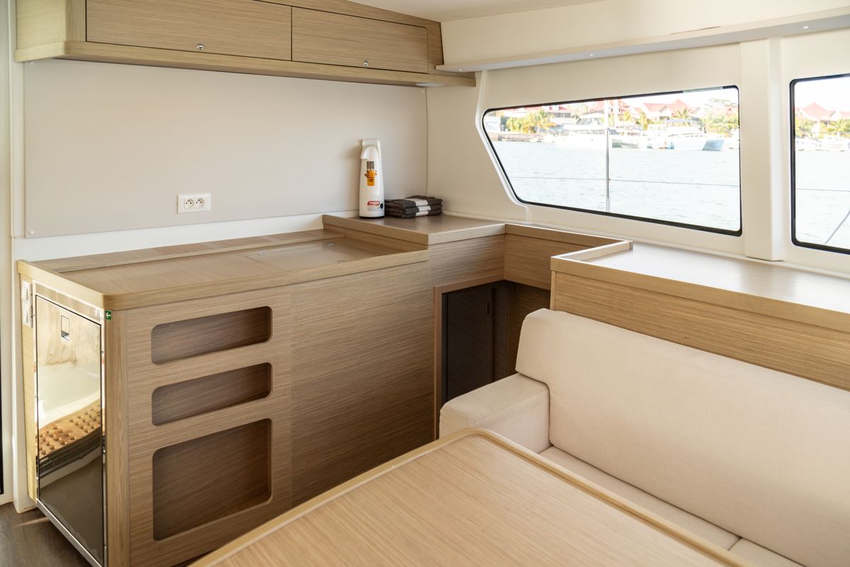 Galley of Golden Bride, a Lagoon 42 catamaran at Eden Island Marina, Seychelles