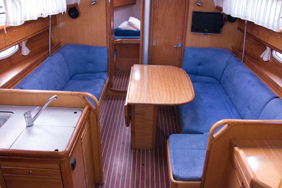 Salon of Ana, a Bavaria 38 Cruiser sailboat at Grad Biograd na Moru, Croatia