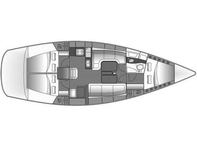 Floor plan of Ana, a Bavaria 38 Cruiser sailboat at Grad Biograd na Moru, Croatia