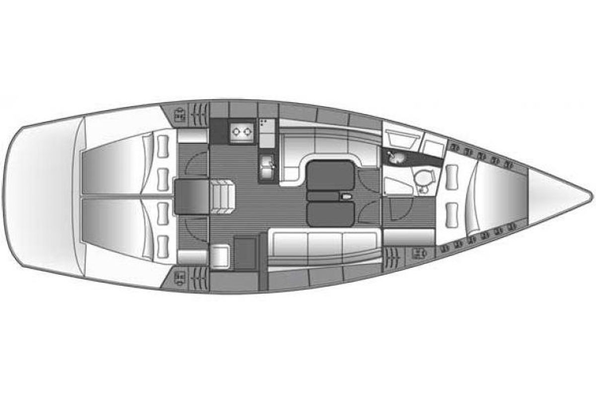 Floor plan of Ana, a Bavaria 38 Cruiser sailboat at Grad Biograd na Moru, Croatia