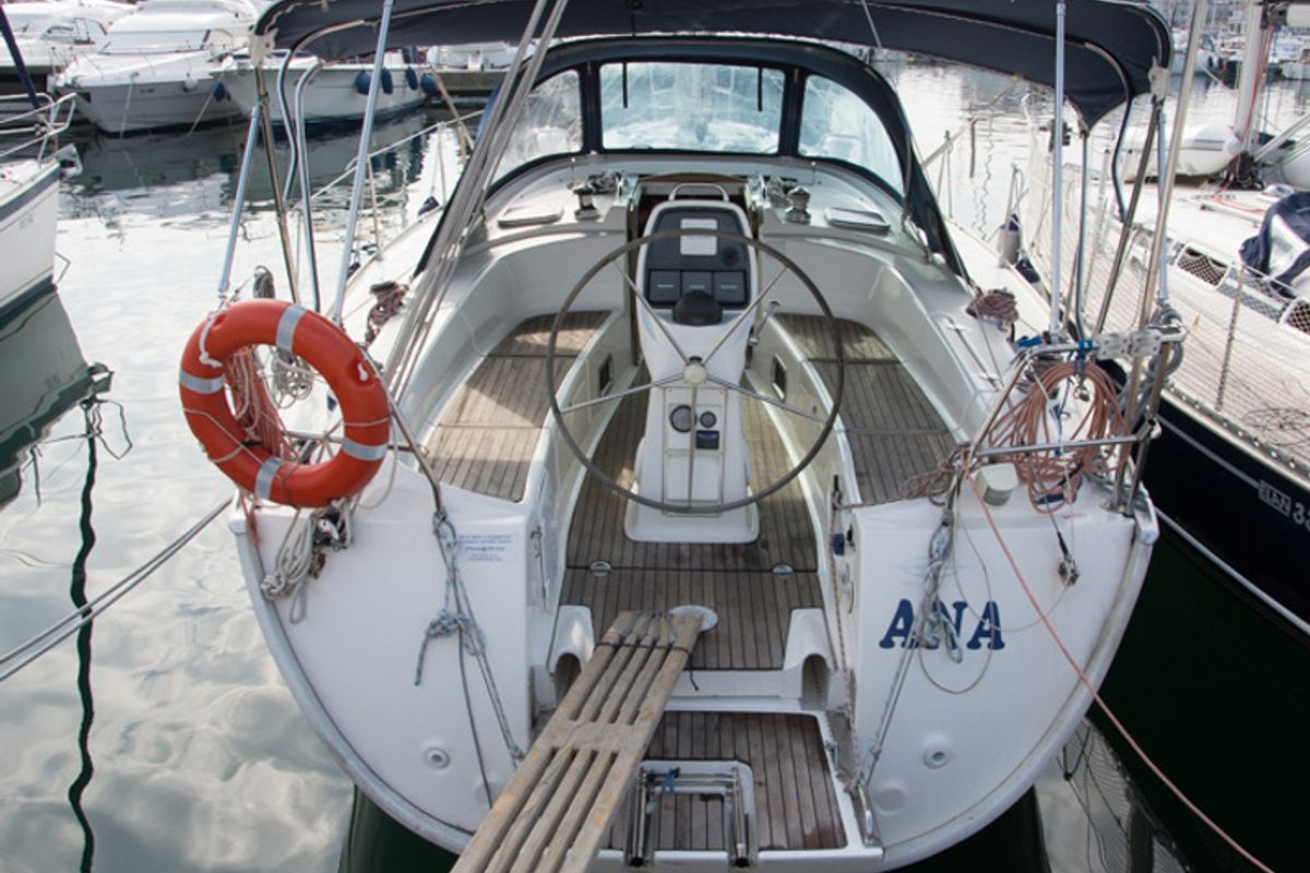 Exterior view of Ana, a Bavaria 38 Cruiser sailboat at Grad Biograd na Moru, Croatia