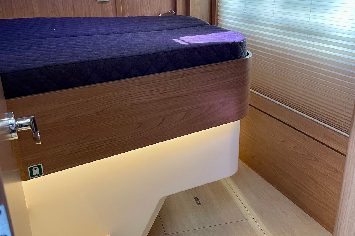 Cabin on Romar IV, a Bali 4.8 catamaran at Athens, Greece