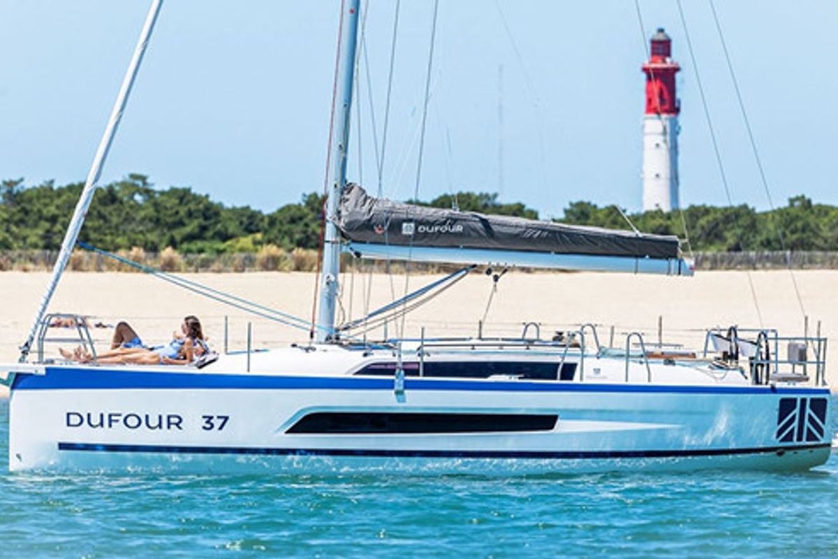 Exterior view of Momo, a Dufour 37 sailboat at Marmaris, Turkey