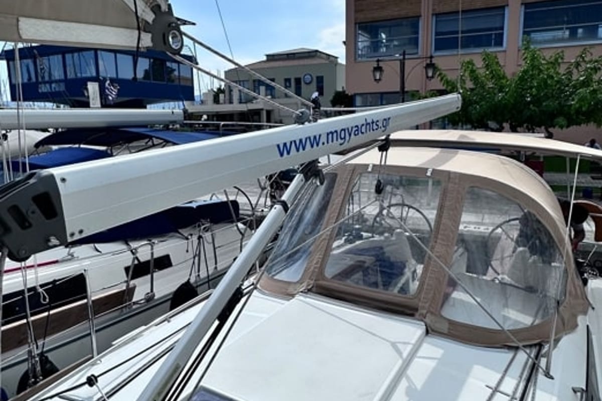 Exterior view of Cherie Bibi, a Jeanneau Sun Odyssey 349 sailboat at Municipal Unit of Lefkada, Greece