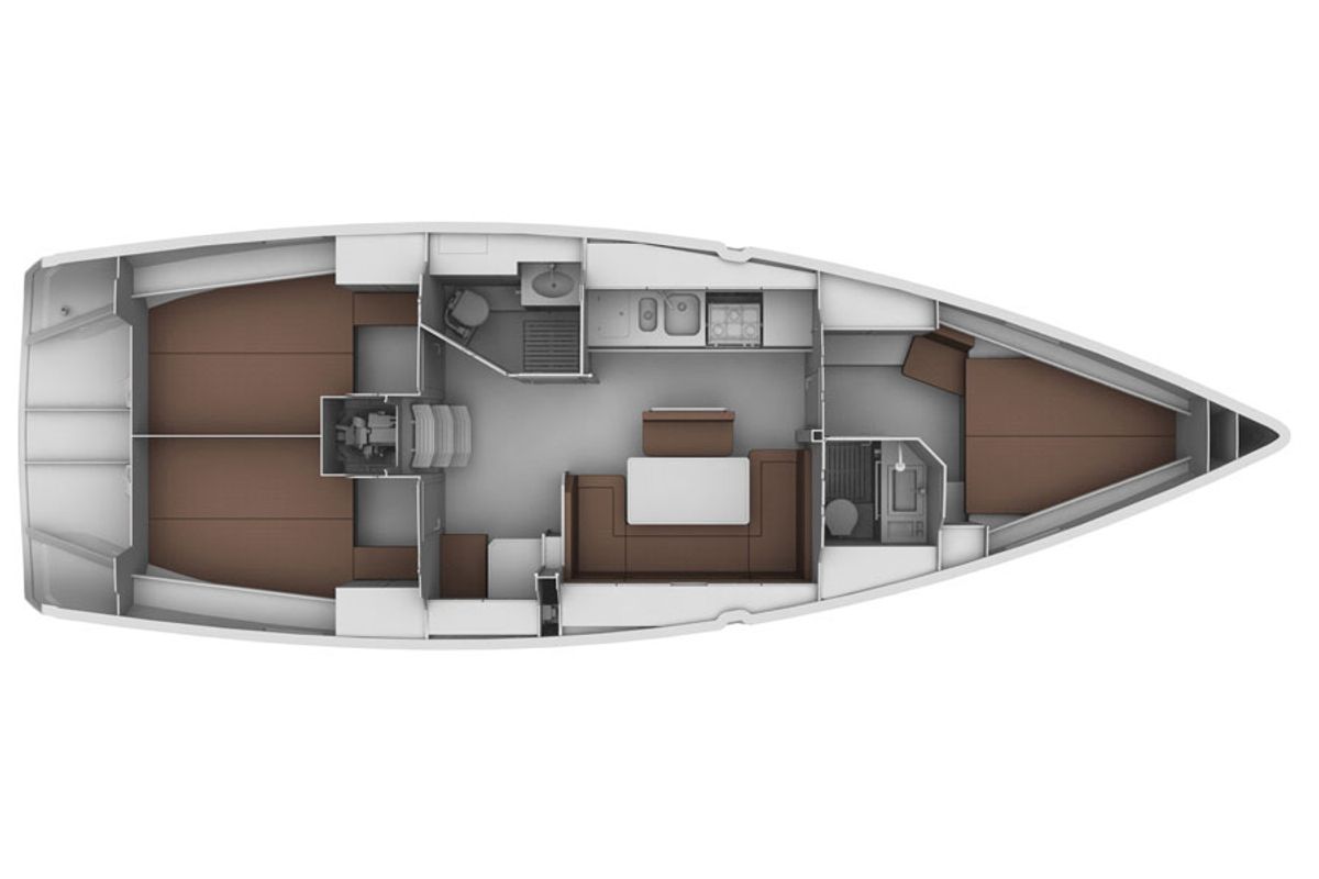 Floor plan of Svarog, a Bavaria Cruiser 40 sailboat at Općina Sukošan, Croatia
