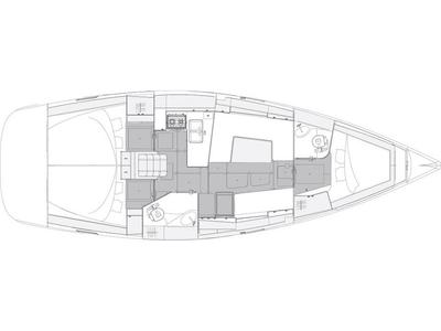 Floor plan of Best Secret, a Elan Impression 40.1 sailboat at Punat, Croatia