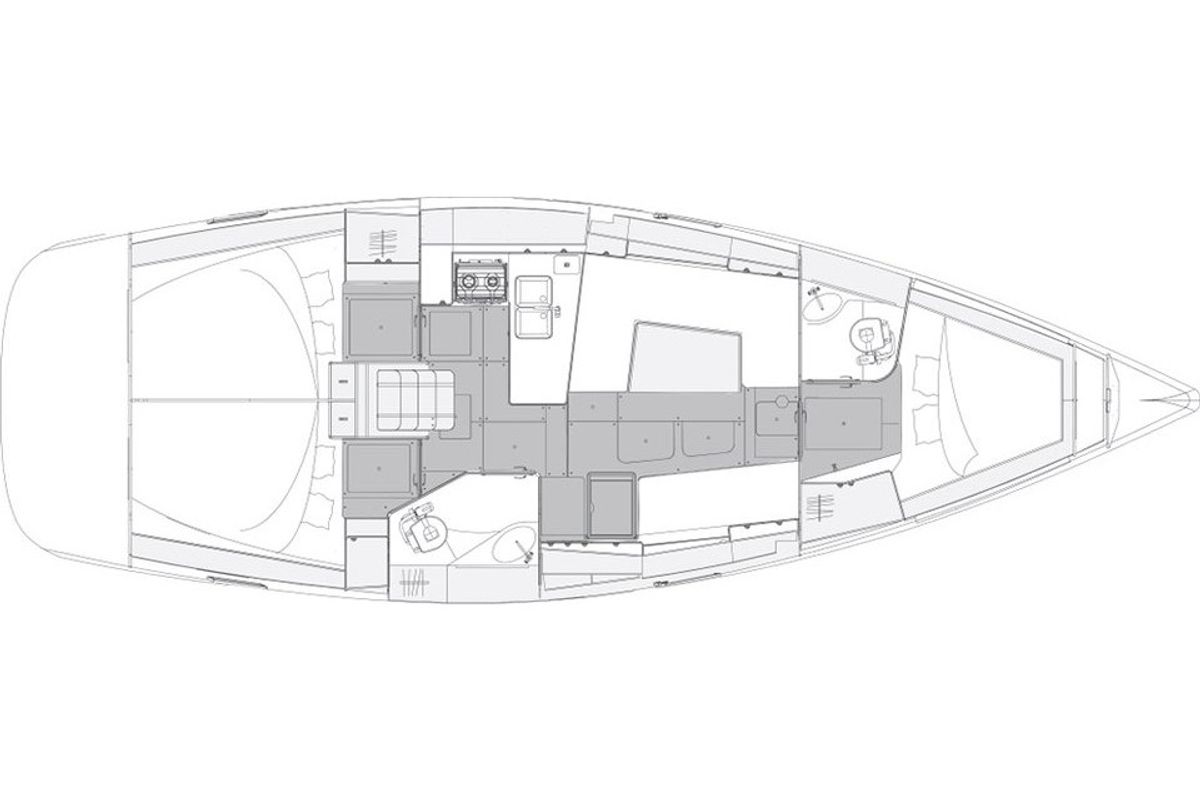 Floor plan of Best Secret, a Elan Impression 40.1 sailboat at Punat, Croatia