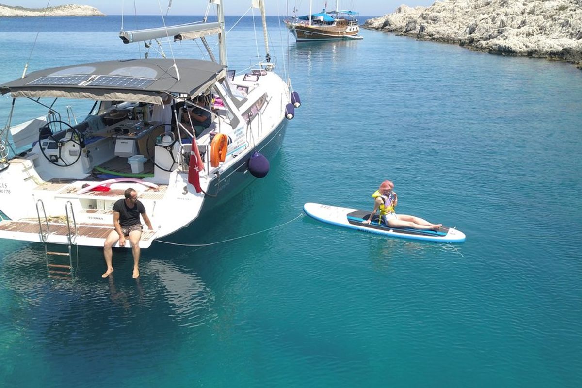 Exterior view of Tundra, a Beneteau Oceanis 48 sailboat at Kaş, Turkey