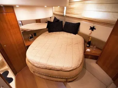 Cabin on Linda II, a Azimut 58 motorboat at 2nd Marina Glyfada, Greece