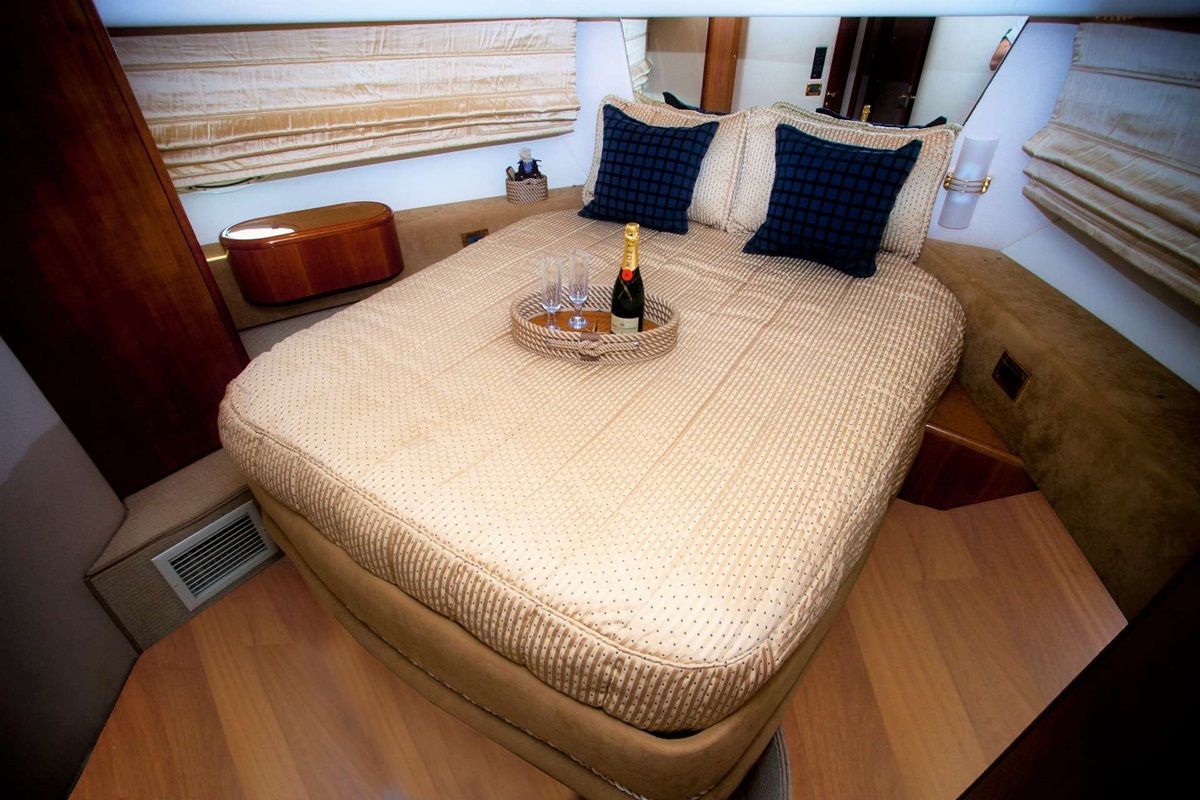 Cabin on Linda II, a Azimut 58 motorboat at 2nd Marina Glyfada, Greece