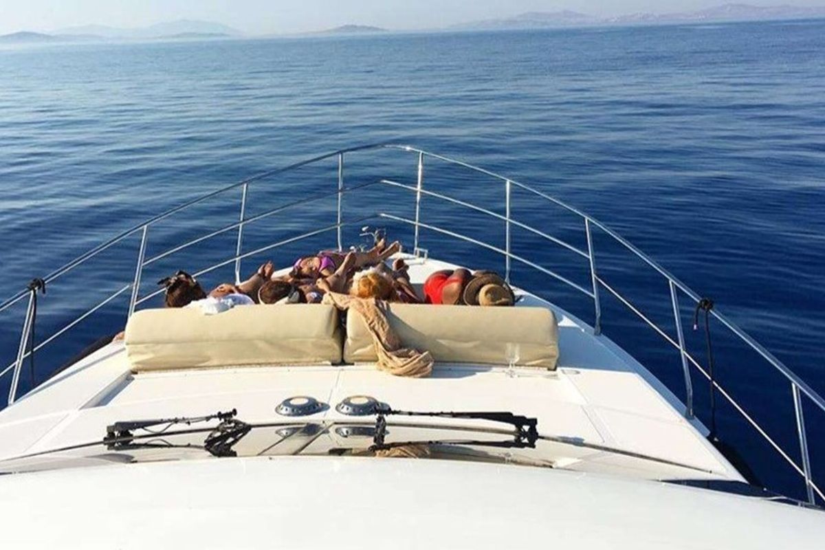 Deck of Linda II, a Azimut 58 motorboat at 2nd Marina Glyfada, Greece