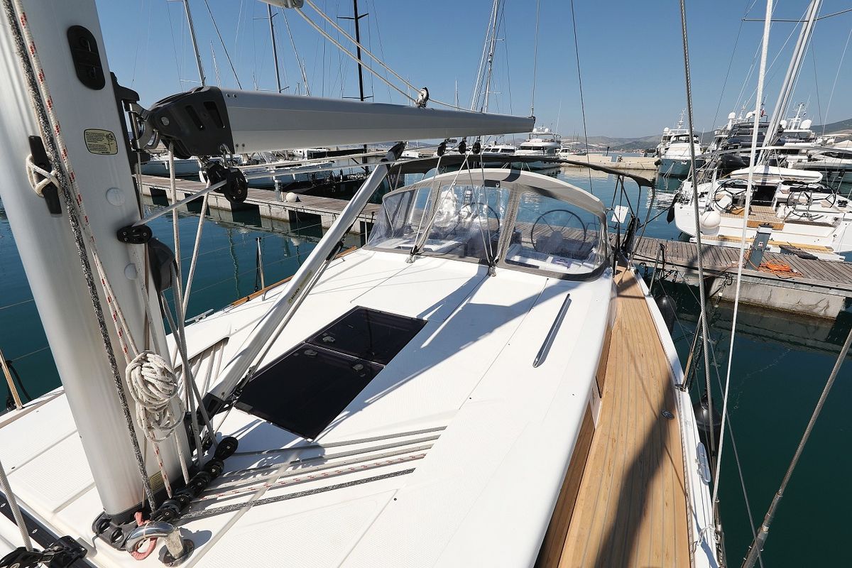 Deck of Luna, a Hanse Yachts Hanse 415 sailboat at Grad Šibenik, Croatia
