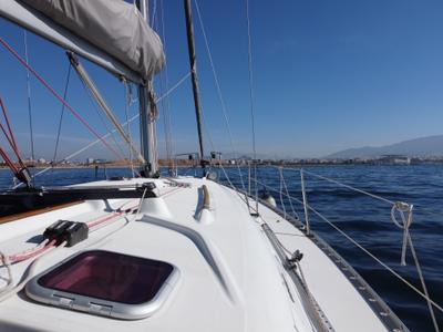 Deck of ANIMA, a Beneteau Oceanis 361 sailboat at Marina Delta Kallithea, Greece