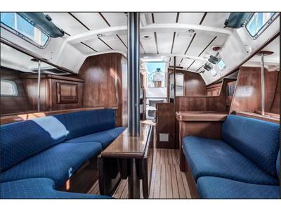 Salon of ANIMA, a Beneteau Oceanis 361 sailboat at Marina Delta Kallithea, Greece