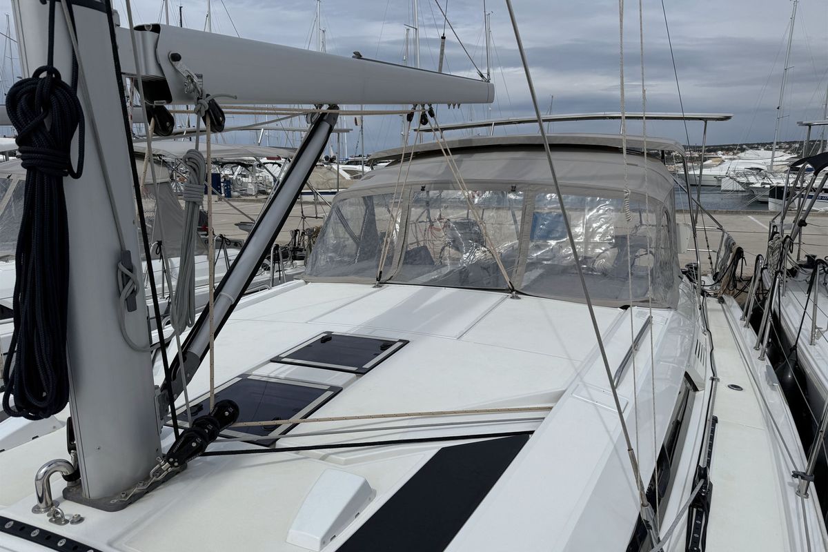 Deck of Artemis, a Beneteau Oceanis 46.1 sailboat at Općina Rogoznica, Croatia