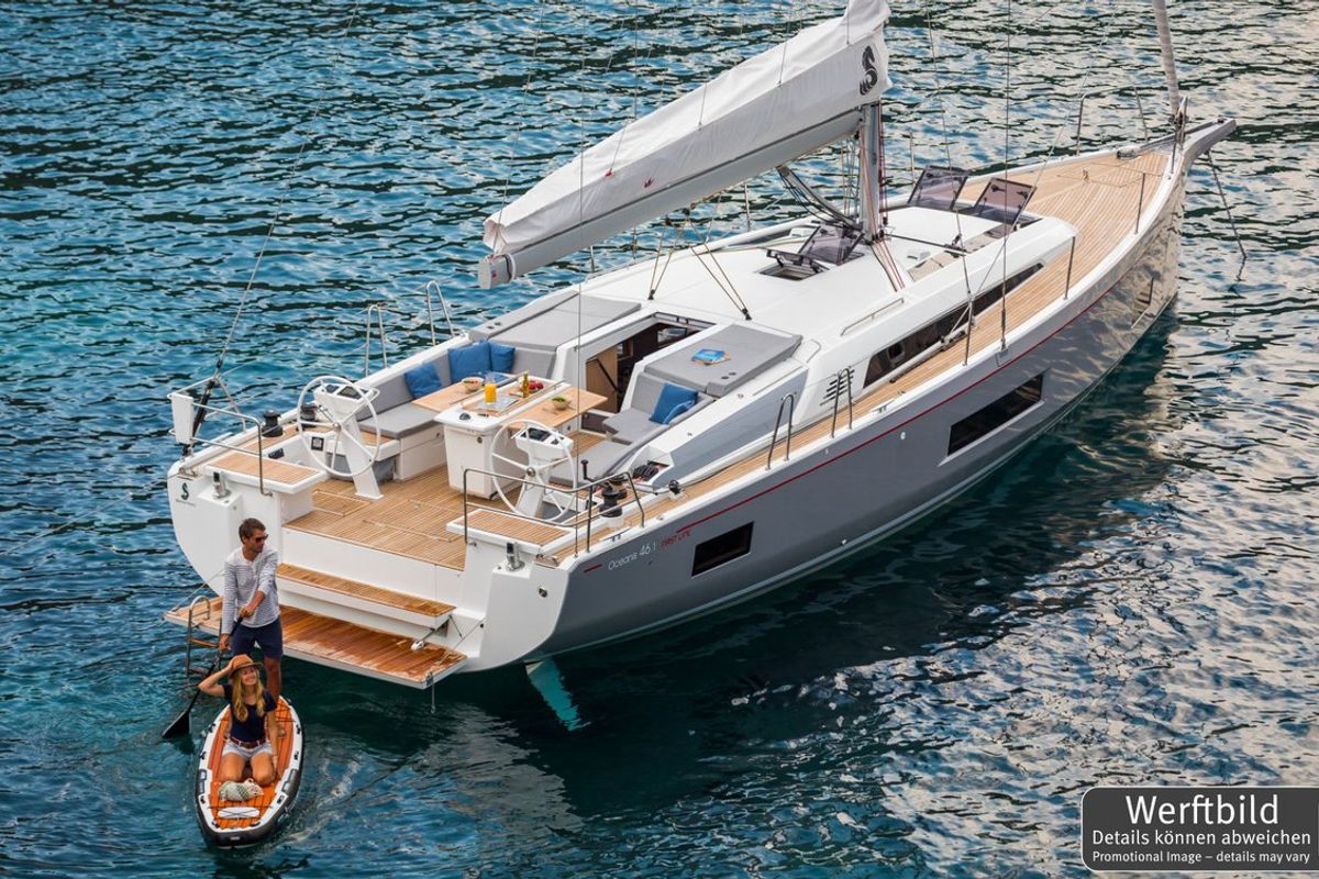 Salon of Artemis, a Beneteau Oceanis 46.1 sailboat at Općina Rogoznica, Croatia