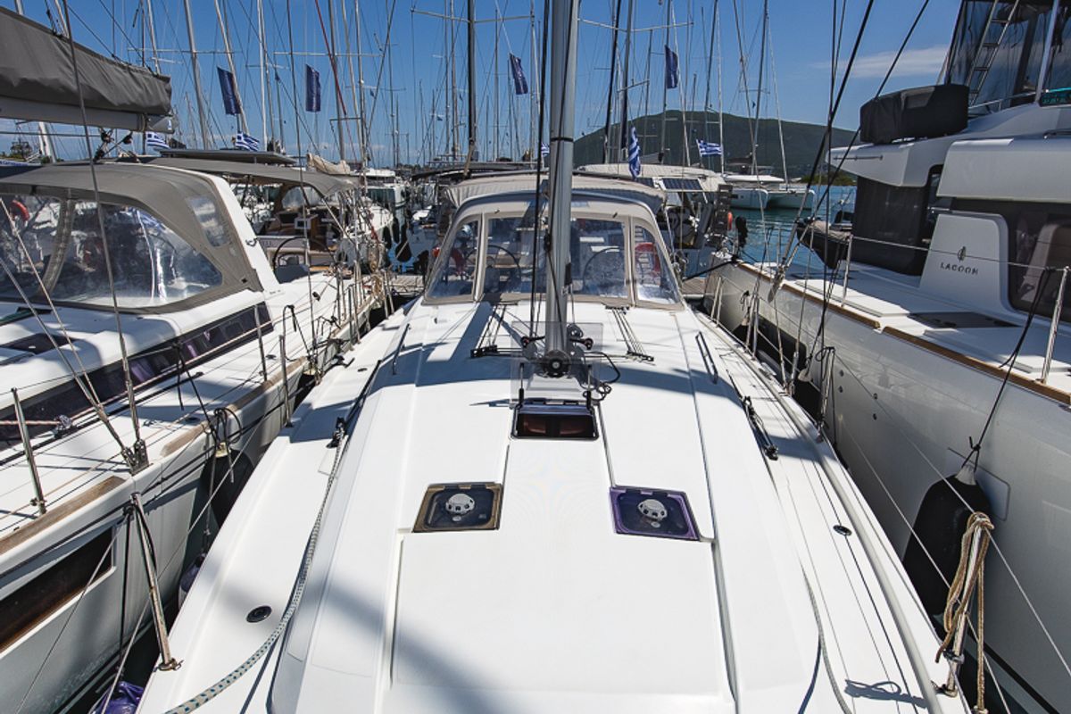 Exterior view of Peace, a Beneteau Oceanis 41.1 sailboat at Municipal Unit of Lefkada, Greece