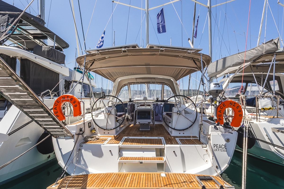 Deck of Peace, a Beneteau Oceanis 41.1 sailboat at Municipal Unit of Lefkada, Greece