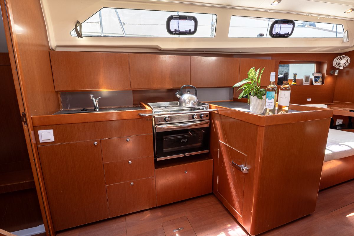 Galley of Peace, a Beneteau Oceanis 41.1 sailboat at Municipal Unit of Lefkada, Greece