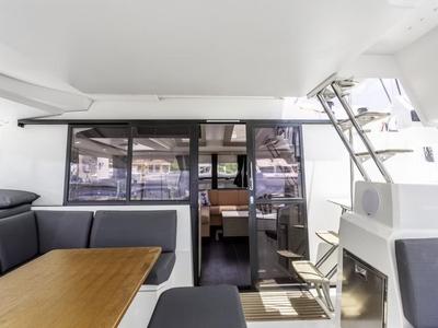 Deck of Nauti Intentions, a Fountaine Pajot Elba 45 catamaran at Road Town, British Virgin Islands