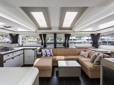 Salon of Nauti Intentions, a Fountaine Pajot Elba 45 catamaran at Road Town, British Virgin Islands