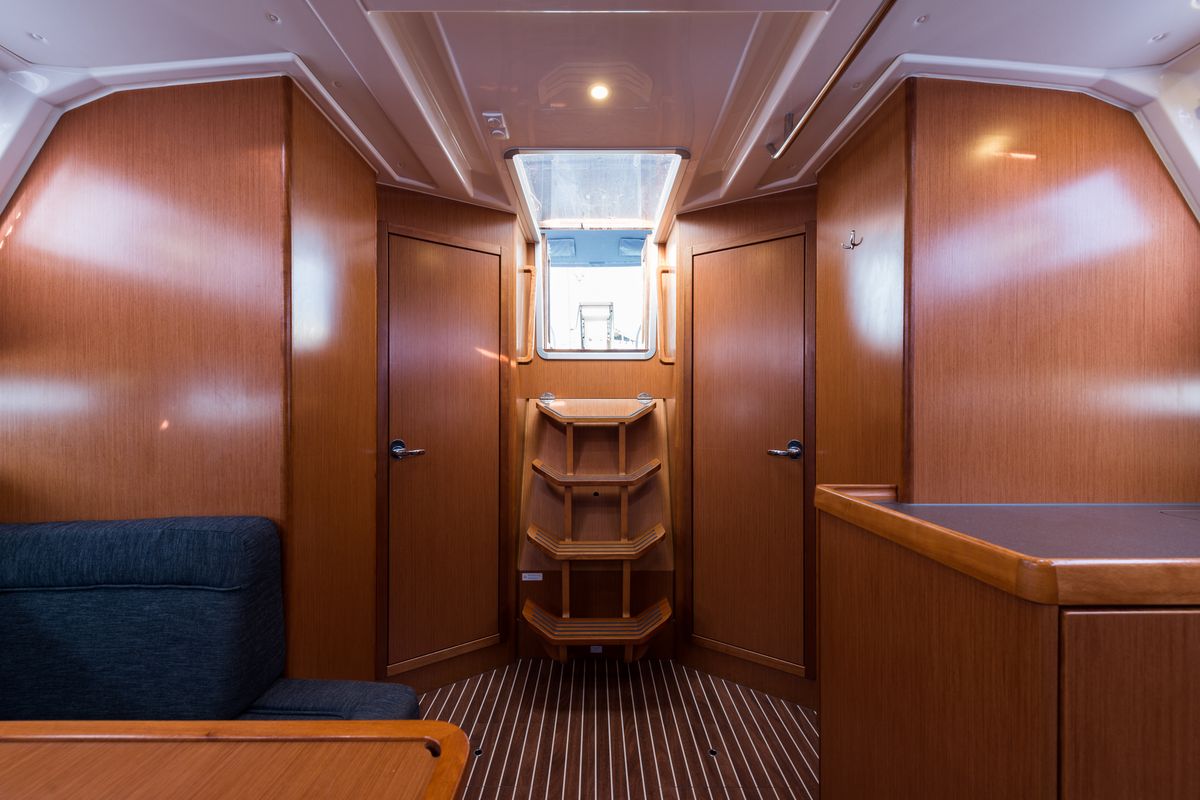 Salon of Morning Star, a Bavaria Cruiser 46 sailboat at Municipal Unit of Nea Peramos, Greece