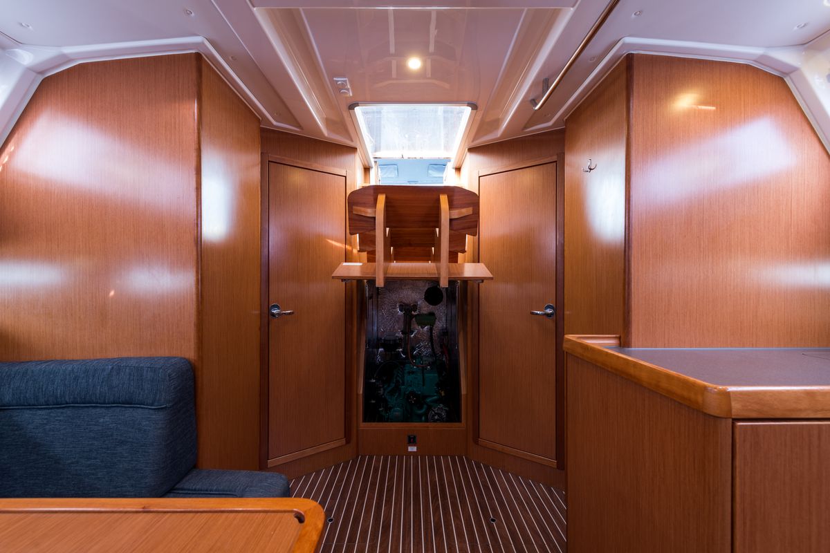 Salon of Morning Star, a Bavaria Cruiser 46 sailboat at Municipal Unit of Nea Peramos, Greece