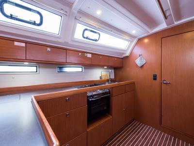 Galley of Morning Star, a Bavaria Cruiser 46 sailboat at Municipal Unit of Nea Peramos, Greece