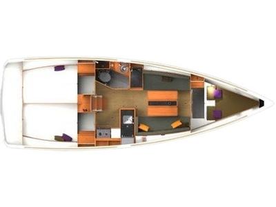 Floor plan of Gin Tonic, a Jeanneau Sun Odyssey 349 sailboat at Punat, Croatia