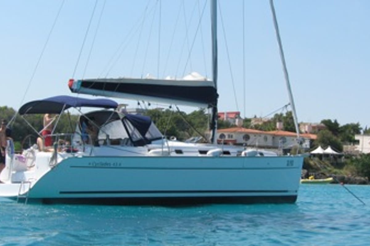 Exterior view of Hermes, a Beneteau Cyclades 43.4 sailboat at Preveza, Greece