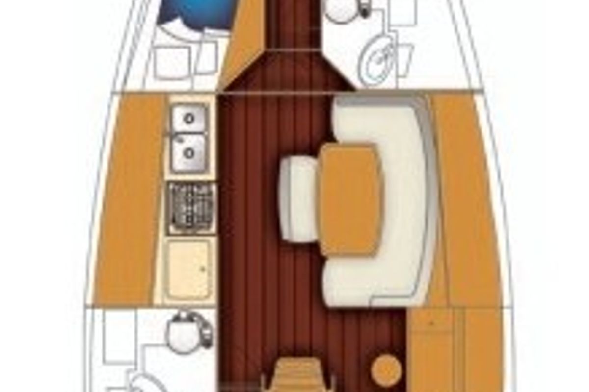 Floor plan of Hermes, a Beneteau Cyclades 43.4 sailboat at Preveza, Greece