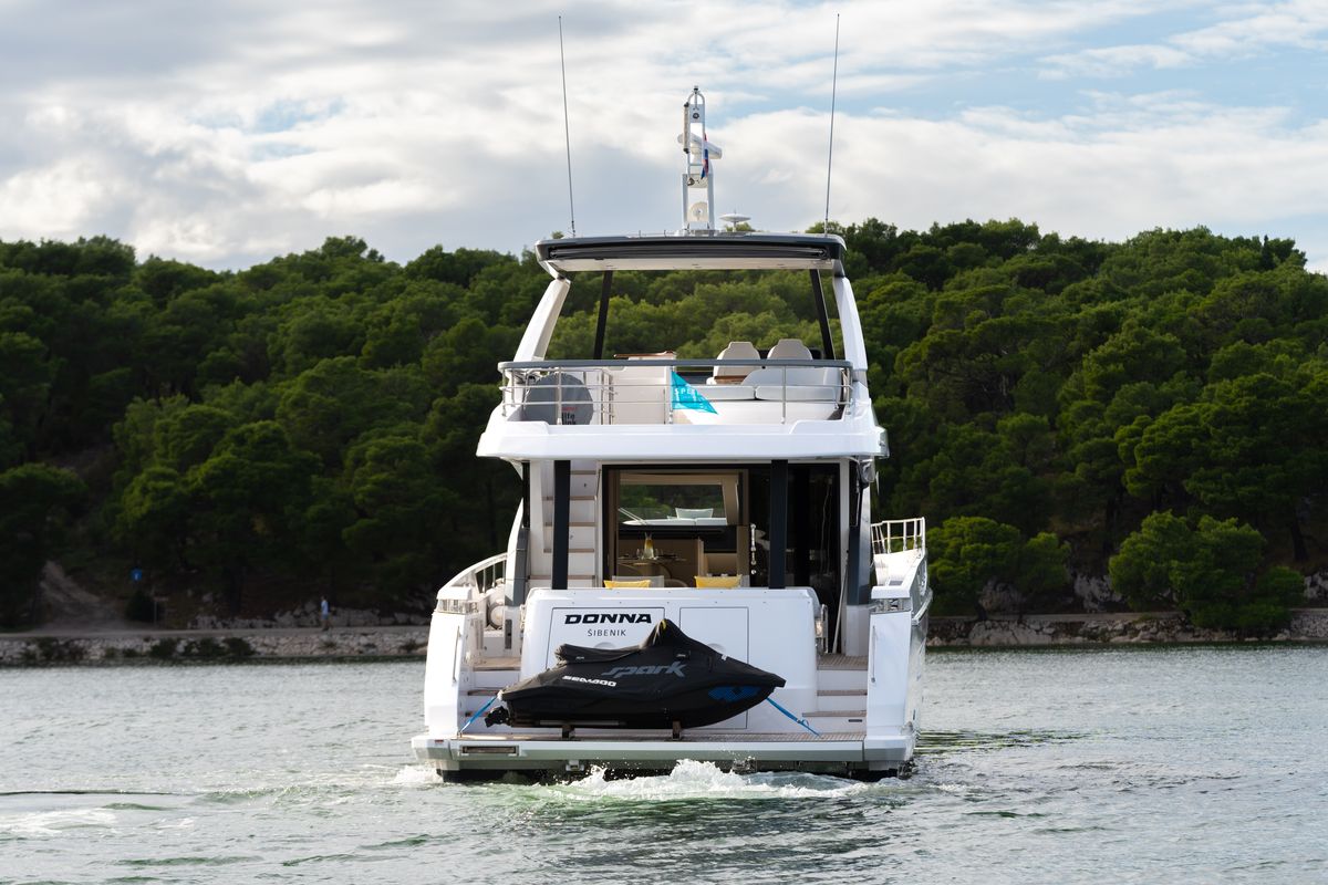 Exterior view of Donna, a Azimut 68E yacht at Grad Šibenik, Croatia