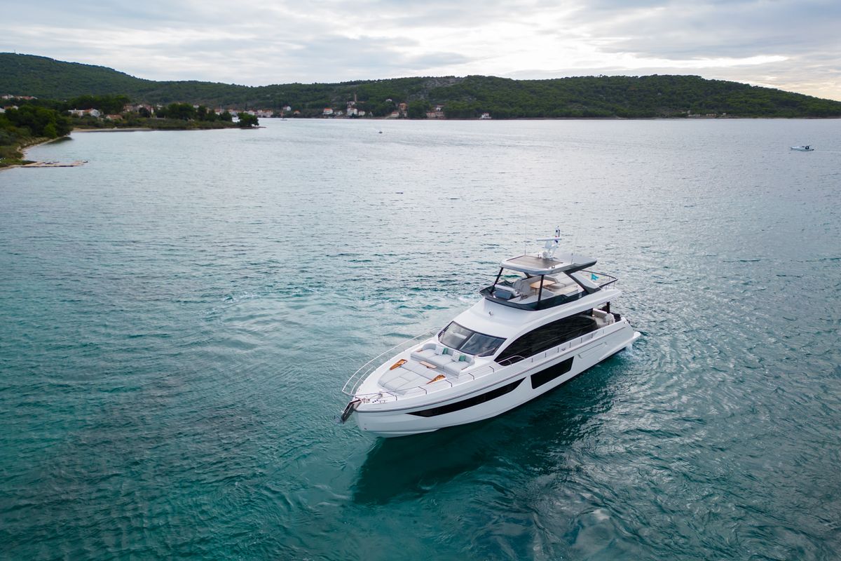 Exterior view of Donna, a Azimut 68E yacht at Grad Šibenik, Croatia