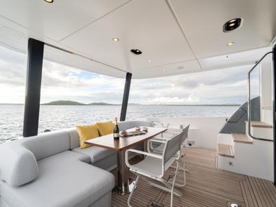 Deck of Donna, a Azimut 68E yacht at Grad Šibenik, Croatia